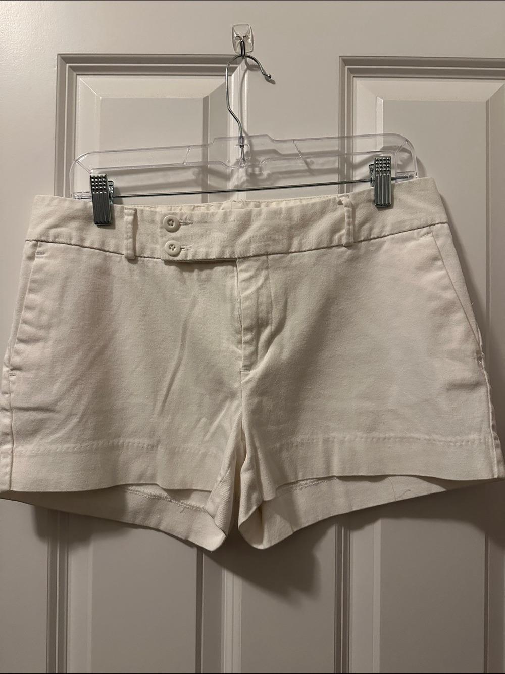 Banana Republic Cream High-Waist Linen-Blend Shorts